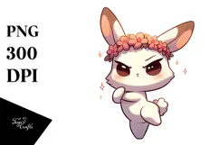 Cute Cartoon Bunny with Flower Crown PNG Product Image 1