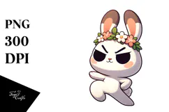 Cute Cartoon Bunny with Flower Crown PNG Product Image 1