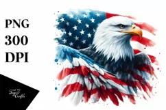 Patriotic Eagle with USA Flag | Sublimation Clipart Product Image 1