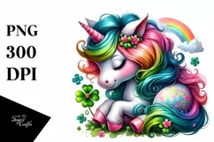Colorful Patch of Clover Unicorn PNG Product Image 3