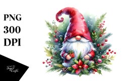 Washed Vibrant Watercolor Christmass Gnome PNG Product Image 3