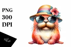 Cute Baby Walrus with Sun es and Sun Hat Product Image 3