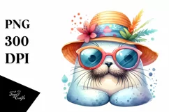 Cute Baby Walrus with Sun es and Sun Hat Product Image 3