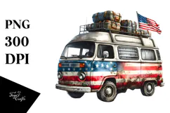 Vintage Dirty Campervan with USA Flag Colors, 20 oz Tumbler Product Image 1