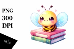 Cute Baby Bee with a Book | Sublimation | Clipart Product Image 1
