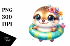 Colorful Baby Lemming Swimming Ring | Sublimation | Clipart Product Image 1