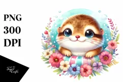 Colorful Baby Lemming Swimming Ring | Sublimation | Clipart Product Image 1