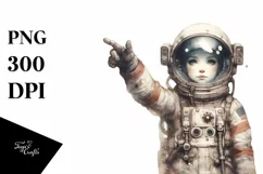 Vintage Astronaut Girl PNG Product Image 3