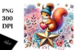 Boho Squirrel in Digital Painting PNG Product Image 1