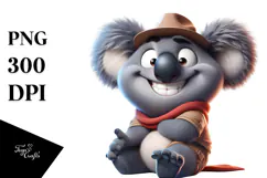 Digital Koala with Hipster Beachwear PNG Product Image 1
