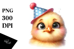 Watercolor Baby Chick Party Hat | Sublimation Clipart Product Image 1