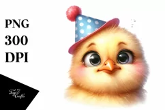 Watercolor Baby Chick Party Hat | Sublimation Clipart Product Image 3