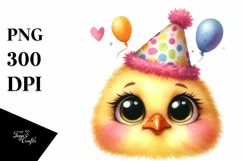 Watercolor Baby Chick Party Hat | Sublimation Clipart Product Image 1