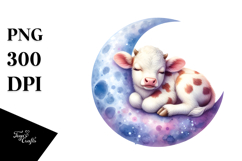 Sleeping Baby Cow PNG Product Image 1