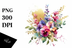 bouquet with Splash and Sweet Pea | Sublimation | Clipart Product Image 1