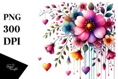 Colorful Flower with Hanging Hearts PNG Product Image 1