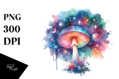 Magical Celestial Mushroom Watercolor Clipart Product Image 1