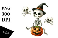 Spooky Halloween Skeleton Clipart, High-Quality Image Product Image 1