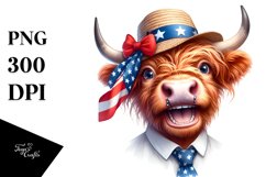 Tie Sun Hat Highland Cow Clipart Product Image 3