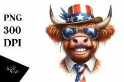 Large Goofy Smile Highland Cow Clipart Product Image 1