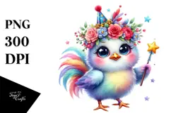 Cute Rooster with Crown and Wand PNG Product Image 1