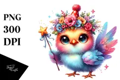 Cute Rooster with Crown and Wand PNG Product Image 1