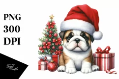 Bulldog with Santa Hat, High-Resolution PNG Product Image 1