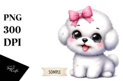 Happy Bichon Frise Cartoon PNG Product Image 1