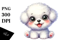 Watercolor Baby Bichon Frise PNG Product Image 1