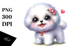 Joyful Bichon Frise Cartoon PNG Product Image 1