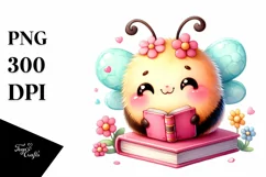 Cute Baby Bee with a Book | Sublimation | Clipart Product Image 3