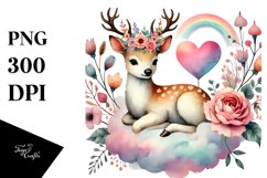Boho Deer in Digital Painting PNG Product Image 1