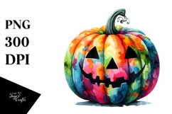 Colorful Abstract Halloween Pumpkin PNG Product Image 1