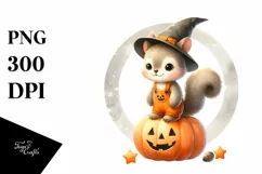 Playful Baby Squirrel in Halloween Outfit, Transparent PNG Product Image 1