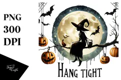 Halloween Moon Pumpkin Hang Tight PNG Product Image 1