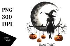 Halloween Moon Pumpkin Hang Tight PNG Product Image 1