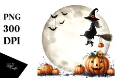 Halloween Moon Pumpkin Hang Tight PNG Product Image 1