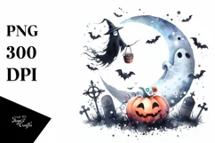 Funny Halloween Moon Clipart, Transparent PNG Product Image 3