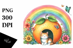 Illustration of Cat House with Rainbow | Sublimation Clipart Product Image 3