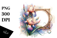 Abstract Pastel Wooden Stained Iris, PNG Product Image 1