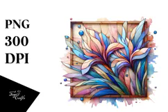 Abstract Pastel Wooden Stained Iris, PNG Product Image 1