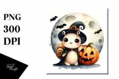 Retro Snail on Halloween Moon, PNG Product Image 1