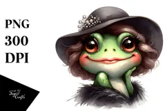 Funny Cute Frog with Diva Look, Transparent PNG Product Image 1