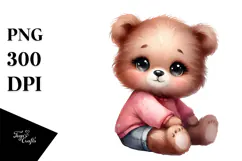 Watercolor Baby Bear PNG Product Image 1
