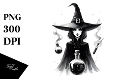 Evil Witch with Potion, Watercolor PNG Product Image 1