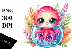 Cute Baby Octopus Smiling in Pocket PNG Product Image 3