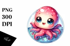 Colorful Baby Octopus Sitting | Sublimation Clipart Product Image 3