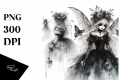 Washed Watercolor Gothic Fairy PNG Product Image 1