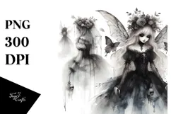 Washed Watercolor Gothic Fairy PNG Product Image 1