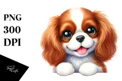 Watercolor Cavalier King Charles Spaniel PNG Product Image 1